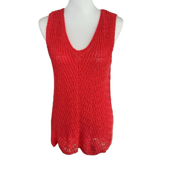 Marled Pink Sleeveless Top Women's Crochet Knit Large - Picture 1 of 4